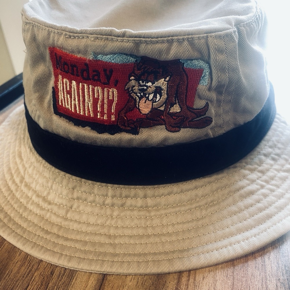 Y2K Looney Tunes‎ Tasmanian Devil Bucket Hat Monday Again Cotton OSFA Adult